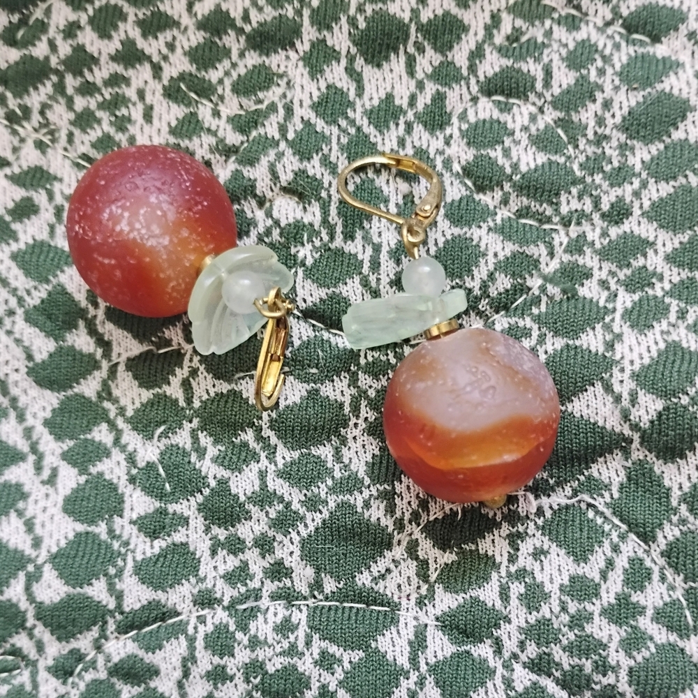 Handmade Carnelian Fruit Earrings - Picture 4 of 4
